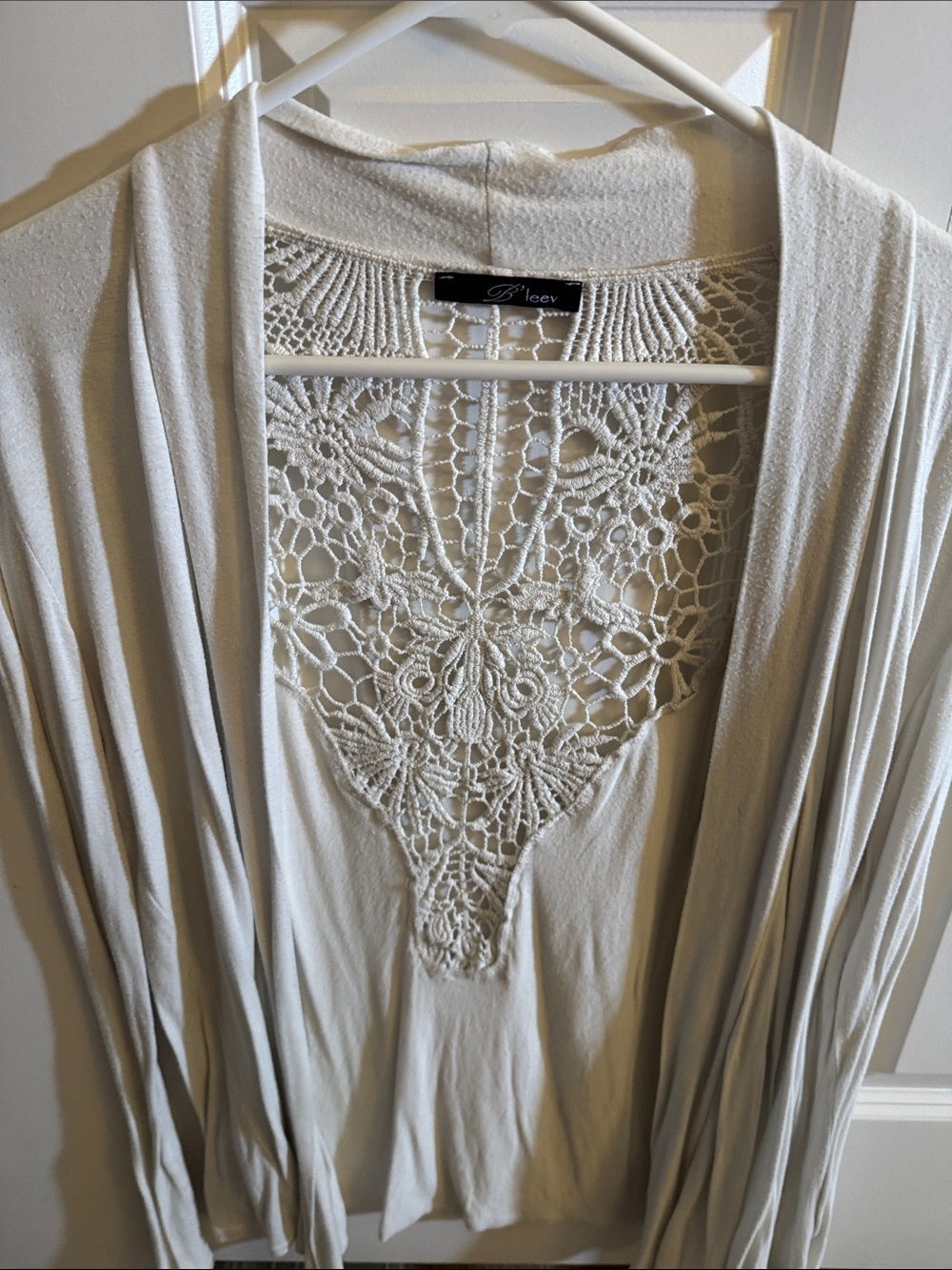 Crochet Back Detail Cream Women’s Top - Picture 5 of 6